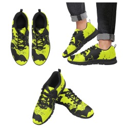 Black Bats In Flight Yellow Women's Breathable Running Shoes (Model 055)