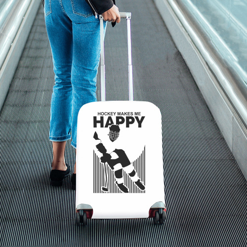 Hockey Makes Me Happy Luggage Cover/Small 18"-21"