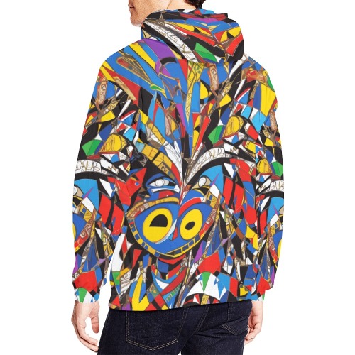 Geometrical abstract art of a tribal African mask. All Over Print Hoodie for Men (USA Size) (Model H13)