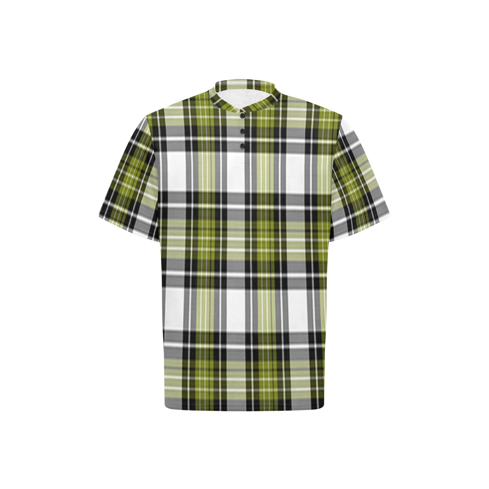 Olive Green Black Plaid Men's Henley T-Shirt (Model T75)