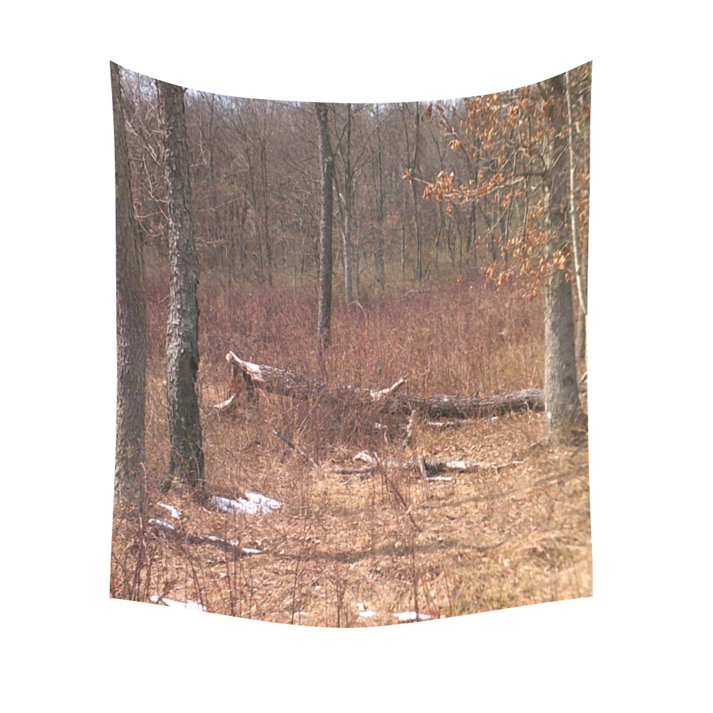 Falling tree in the woods Cotton Linen Wall Tapestry 51"x 60"