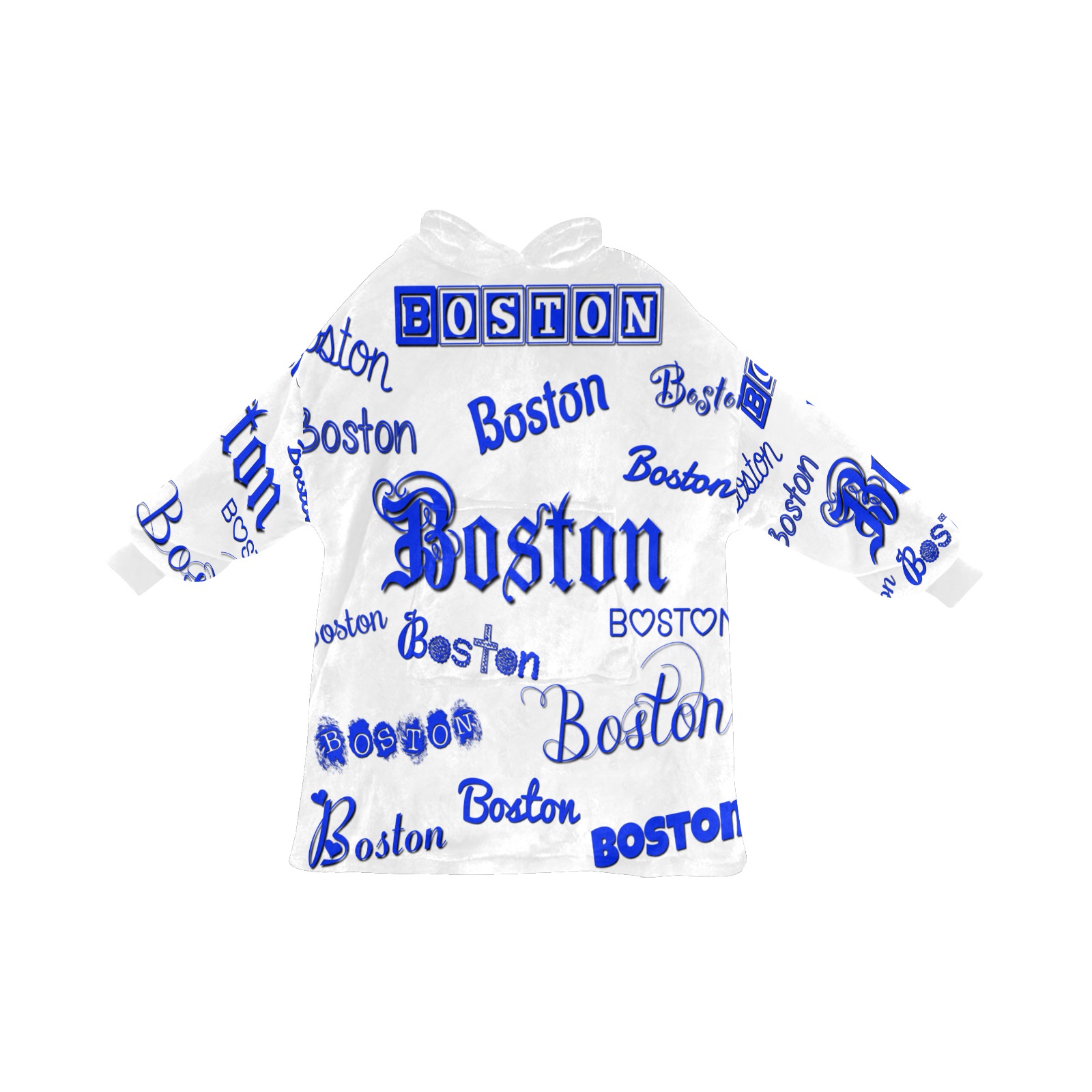 Boston Blue Text Blanket Hoodie for Women