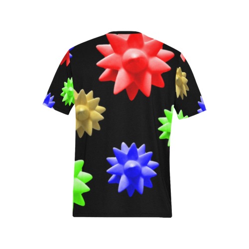 spiky multicolor Men's All Over Print T-Shirt (Solid Color Neck) (Model T63)
