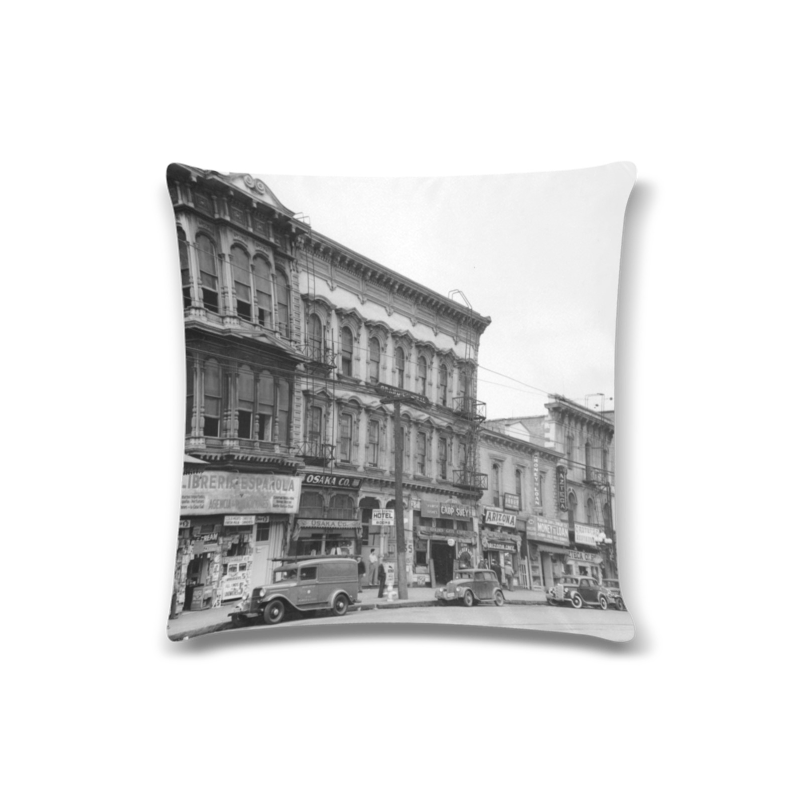 East side of Main Street Los Angeles. 1930s Custom Zippered Pillow Case 16"x16"(Twin Sides)