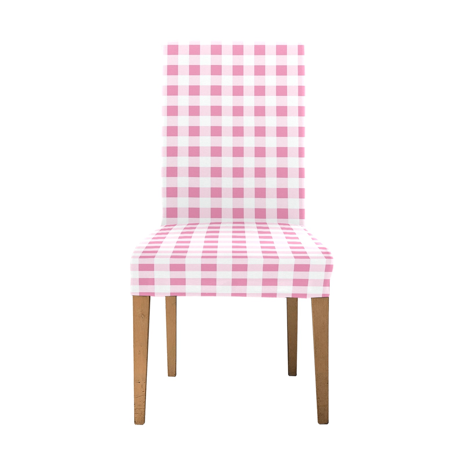 Petal Pink Gingham Removable Dining Chair Cover