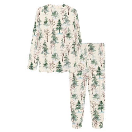 Pattern with pine trees in the winter Women's All Over Print Pajama Set