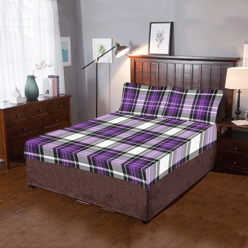 Purple Black Plaid 3-Piece Bedding Set