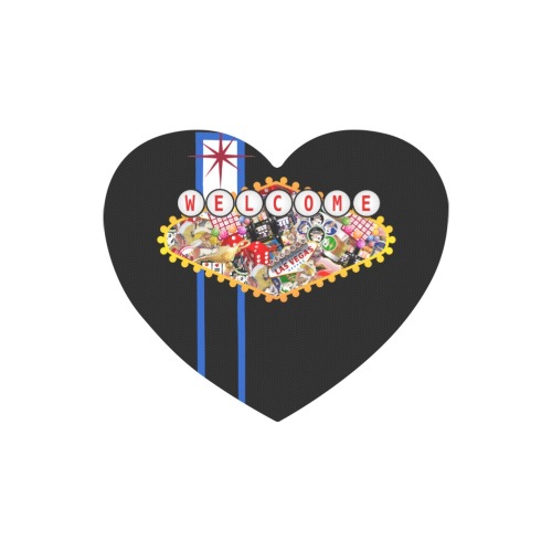 Las Vegas Icons Sign Gamblers Delight - Black Heart-shaped Mousepad