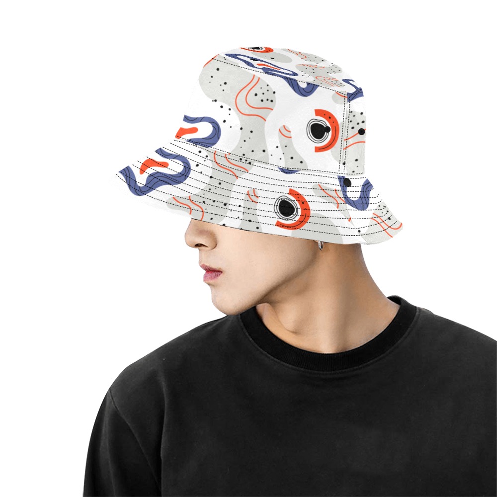 Elegant Abstract Mid Century Pattern All Over Print Bucket Hat for Men