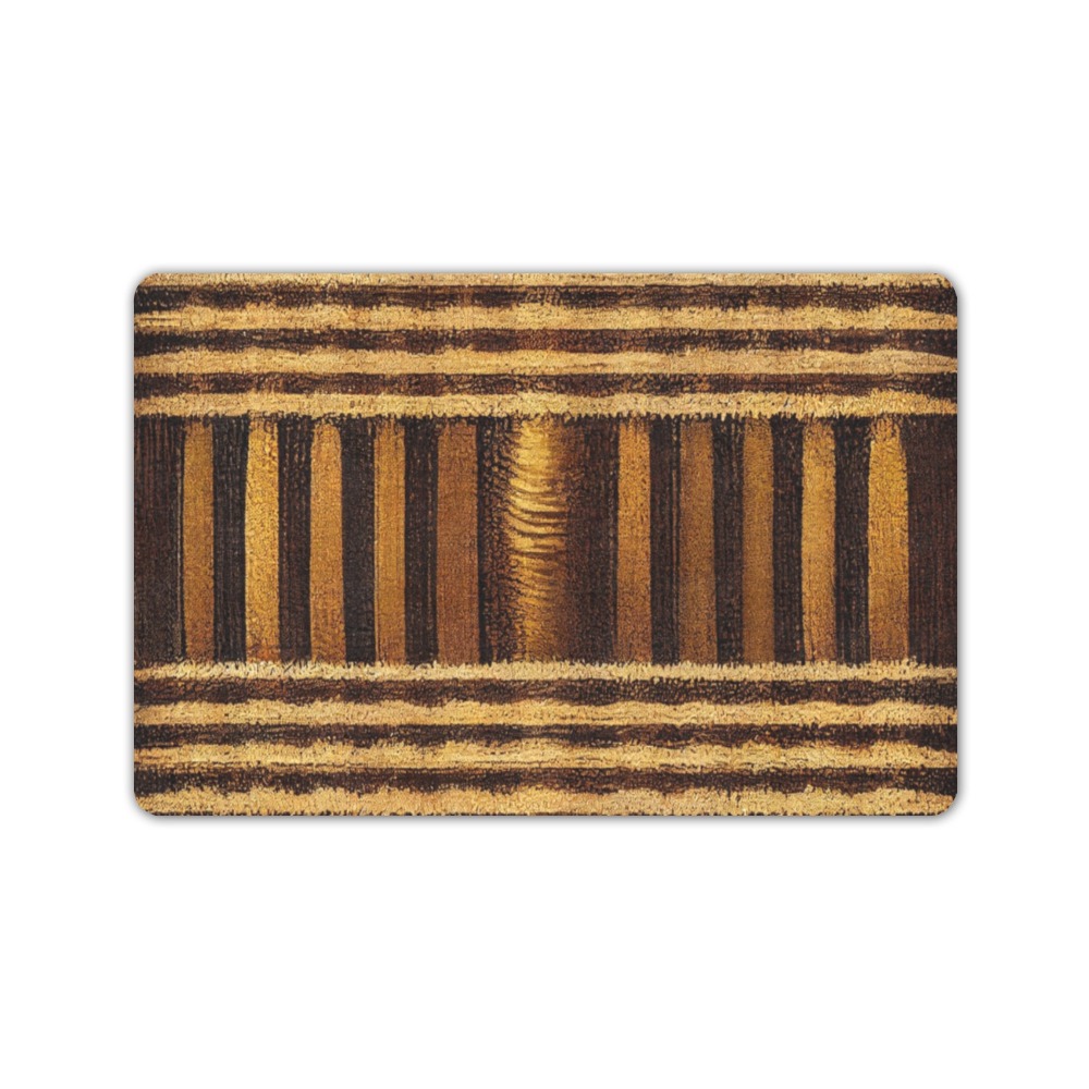 gold and brown cross striped pattern Doormat 24"x16" (Black Base)