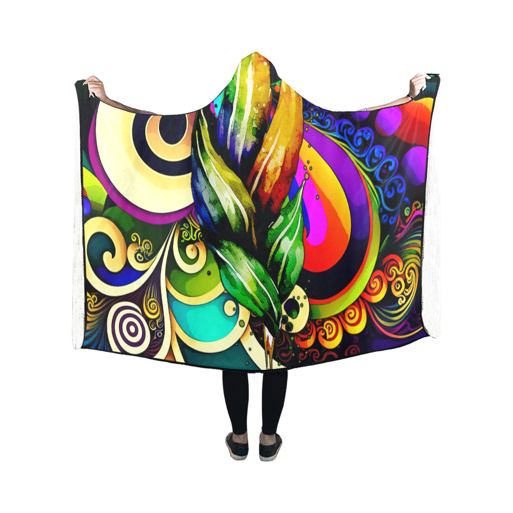 Mardi Gras Colorful New Orleans Hooded Blanket 50''x40''