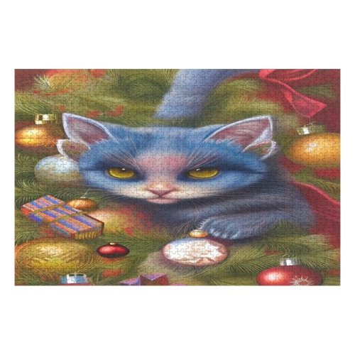 Christmas Kitty 1000-Piece Wooden Photo Puzzles