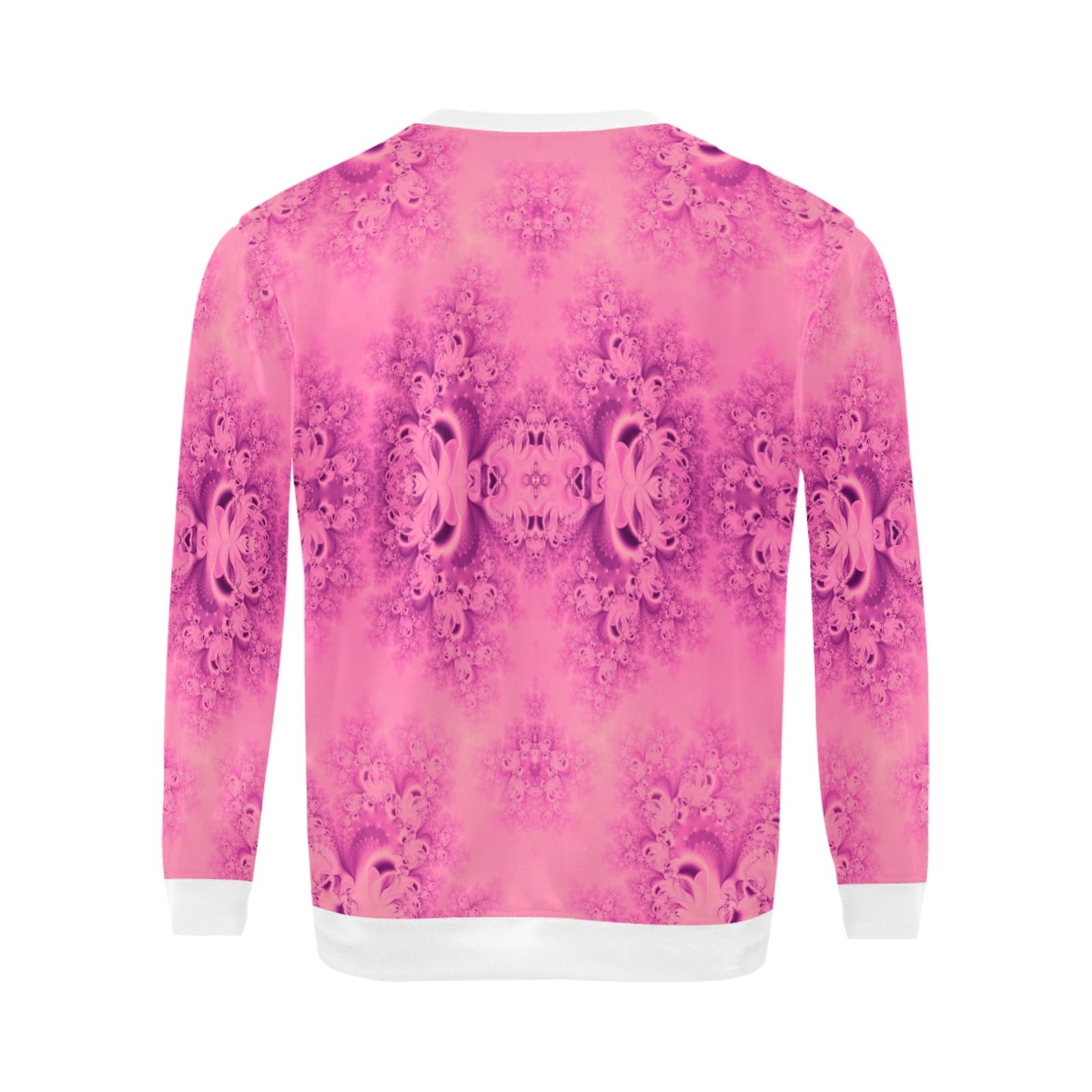Pink Morning Frost Fractal All Over Print Crewneck Sweatshirt for Men (Model H18)