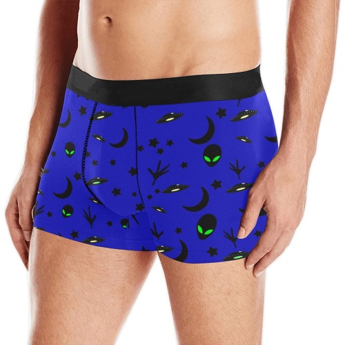 Aliens and Spaceships - Blue Men's All Over Print Boxer Briefs (Model L10)