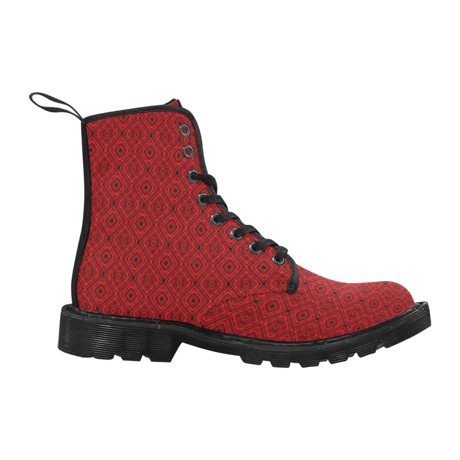 1 Red Diamond Pattern WB Martin Boots for Women (Black) (Model 1203H)