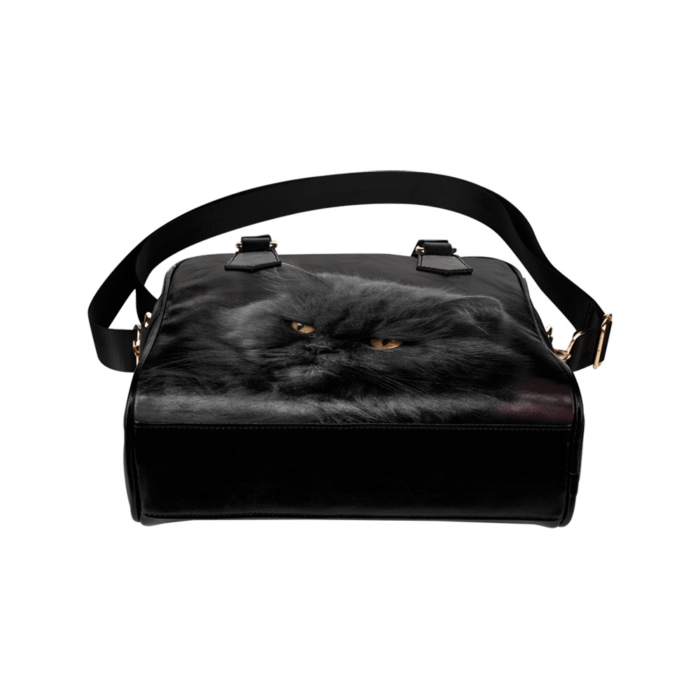 Angry Black Cat Shoulder Handbag (Model 1634)