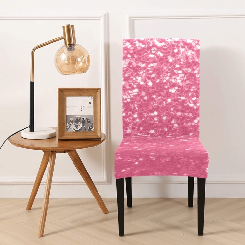 Magenta light pink red faux sparkles glitter Removable Dining Chair Cover