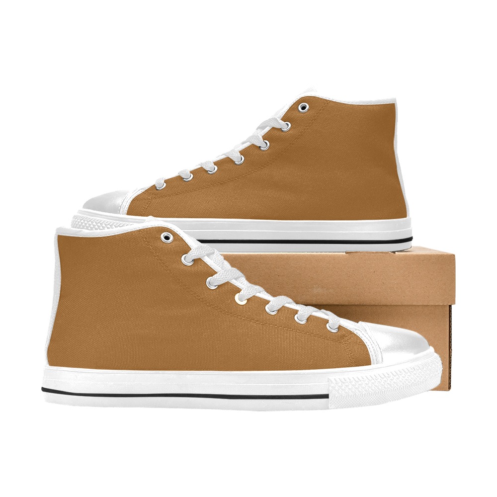 Sudan Brown High Top Canvas Shoes for Kid (Model 017)