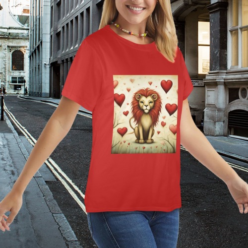 Lion Love 2 Women's T-Shirt in USA Size (Front Printing) (Model T78)