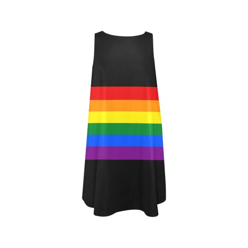 Gay Pride Rainbow Flag Stripes Sleeveless A-Line Pocket Dress (Model D57)