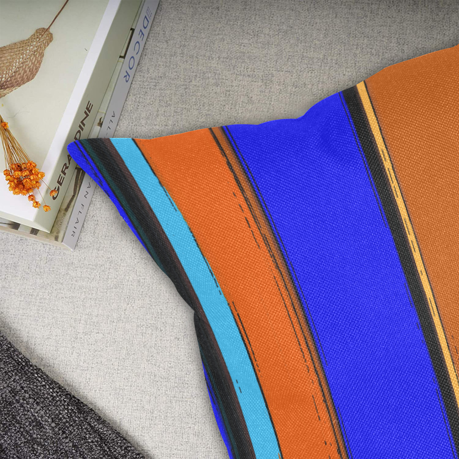 Abstract Blue And Orange 930 Linen Zippered Pillowcase 18"x18"(Two Sides&Pack of 2)