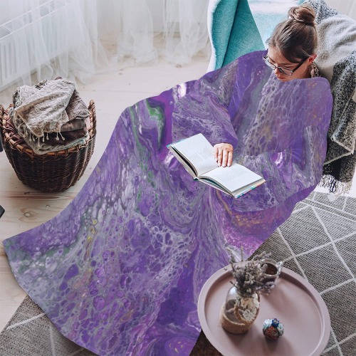 The Violet Storm Blanket Robe with Sleeves for Adults