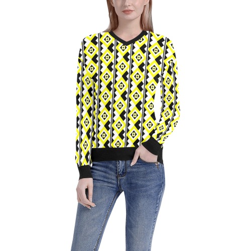 Crazied Women's All Over Print V-Neck Sweater (Model H48)