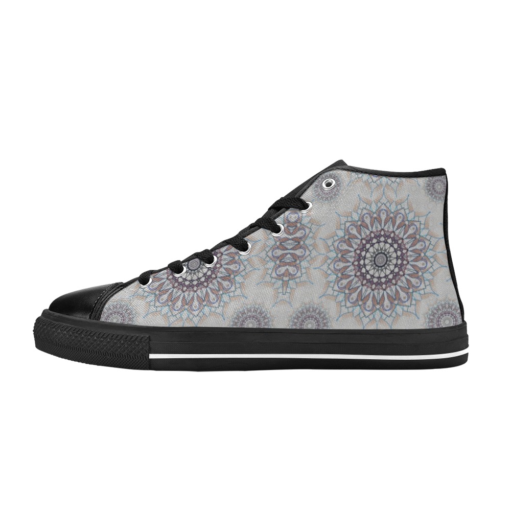 Little white floral fallen to the rural Men’s Classic High Top Canvas Shoes (Model 017)
