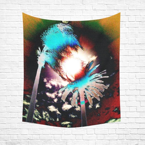 Sunset In Your Palms Cotton Linen Wall Tapestry 51"x 60"