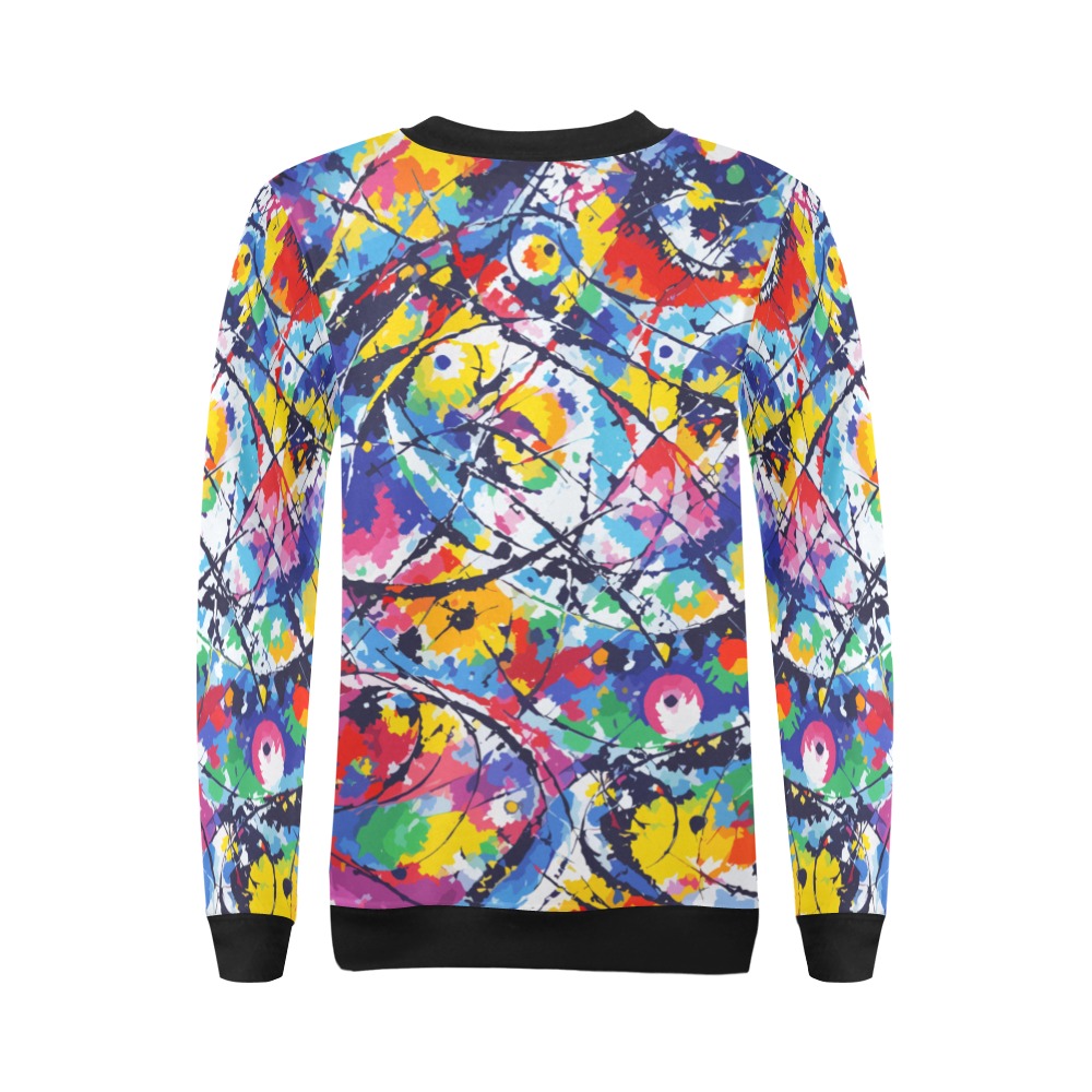Chic abstract tie-dye art. Cool colors and lines. All Over Print Crewneck Sweatshirt for Women (Model H18)