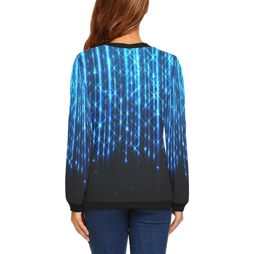 Celebratory background with bright neon stripes of light for christmas design_713731378.jpg All Over Print Crewneck Sweatshirt for Women (Model H18)