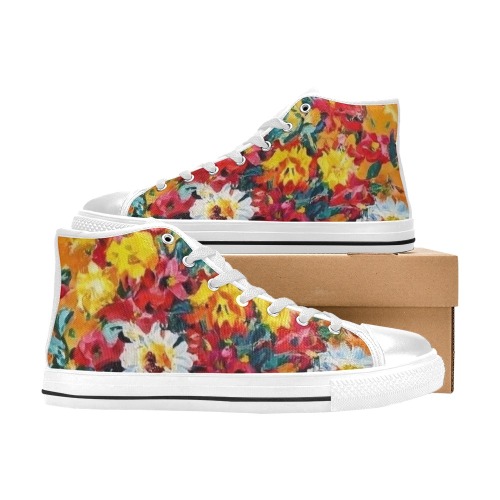 Fall Floral Bouquet Women's Classic High Top Canvas Shoes (Model 017)