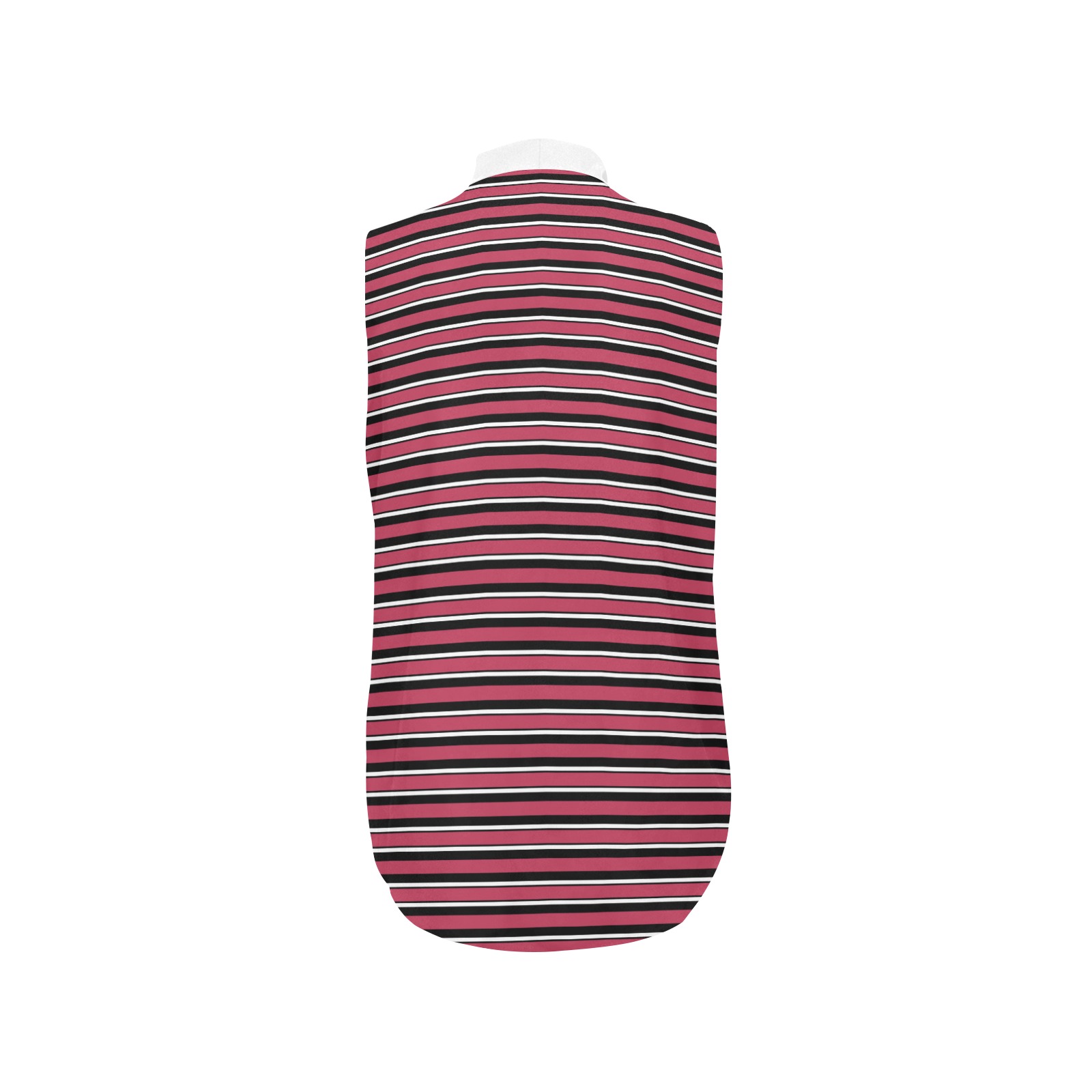 Magenta, Black and White Stripes Women's Bow Tie V-Neck Sleeveless Shirt (Model T69)