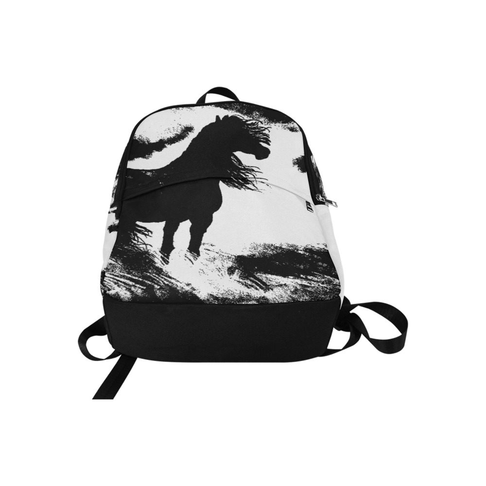 Horse Long Hair - Black - Clouds - Grass Transparent Fabric Backpack for Adult (Model 1659)