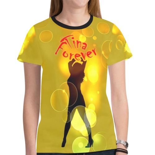 Tina Forever Pop Art by Nico Bielow New All Over Print T-shirt for Women (Model T45)