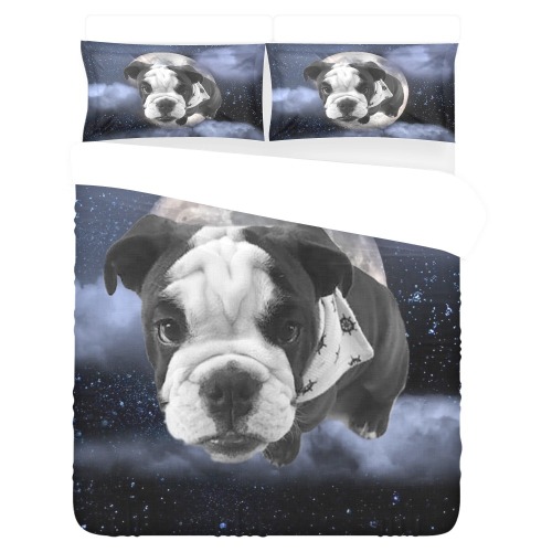 Dog Pug on Moon 3-Piece Bedding Set