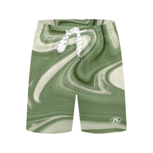 Sage Energy Print Shorts Men's Mid-Length Beach Shorts (Model L51)