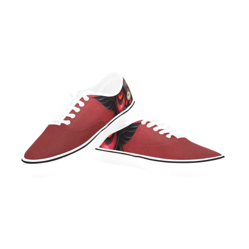 red eye Classic Men's Canvas Low Top Shoes (Model E001-4)