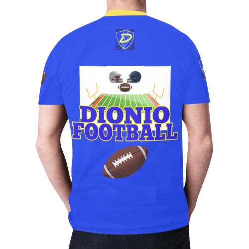 DIONIO Clothing - Dionio Football T Shirt ( Blue & Yellow D Shield Logo) New All Over Print T-shirt for Men (Model T45)