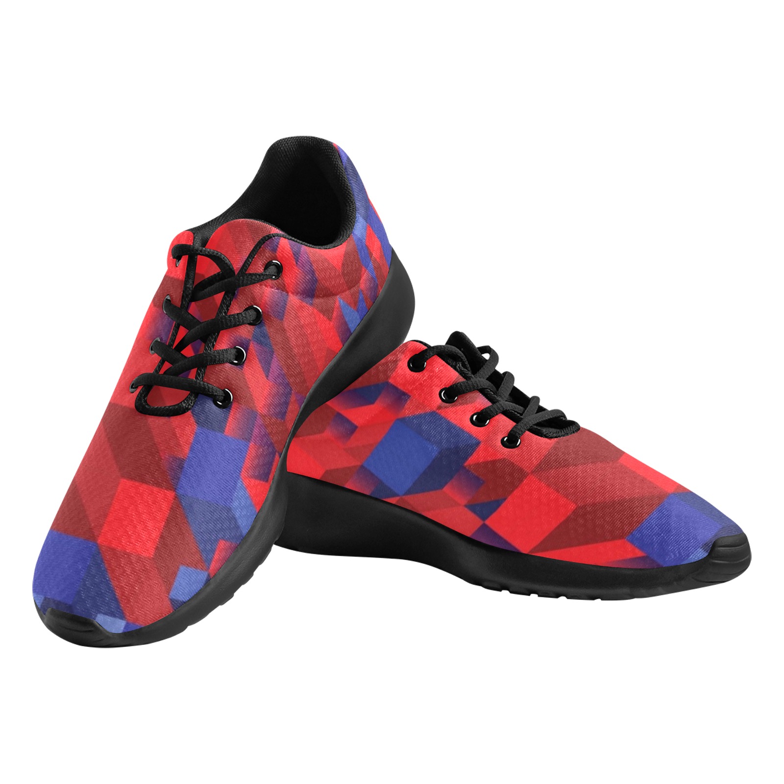 Geometric Abstract - Red Men's Athletic Shoes (Model 0200)