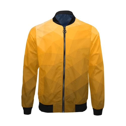 Orange gradient geometric mesh pattern All Over Print Bomber Jacket for Men (Model H19)