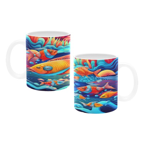 Psychedelic Ocean White Mug(11OZ)