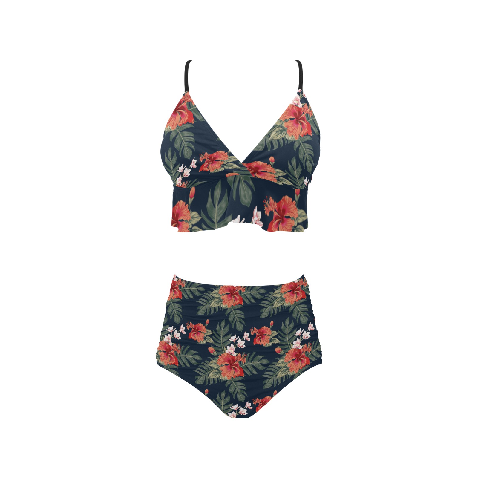 The Tropical Ruffle Hem Bikini Swimsuit (Model S35)