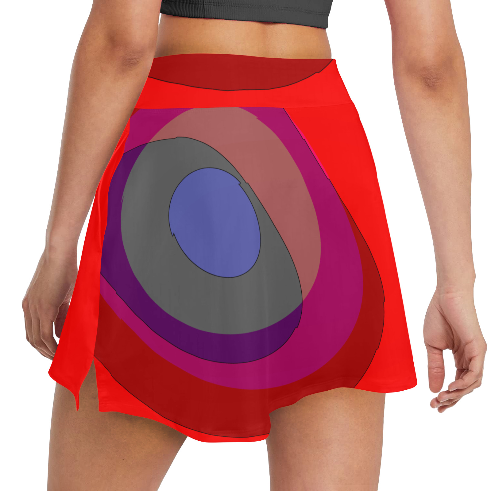 Red Abstract 714 Women's Golf Skirt with Pockets (Model D64)