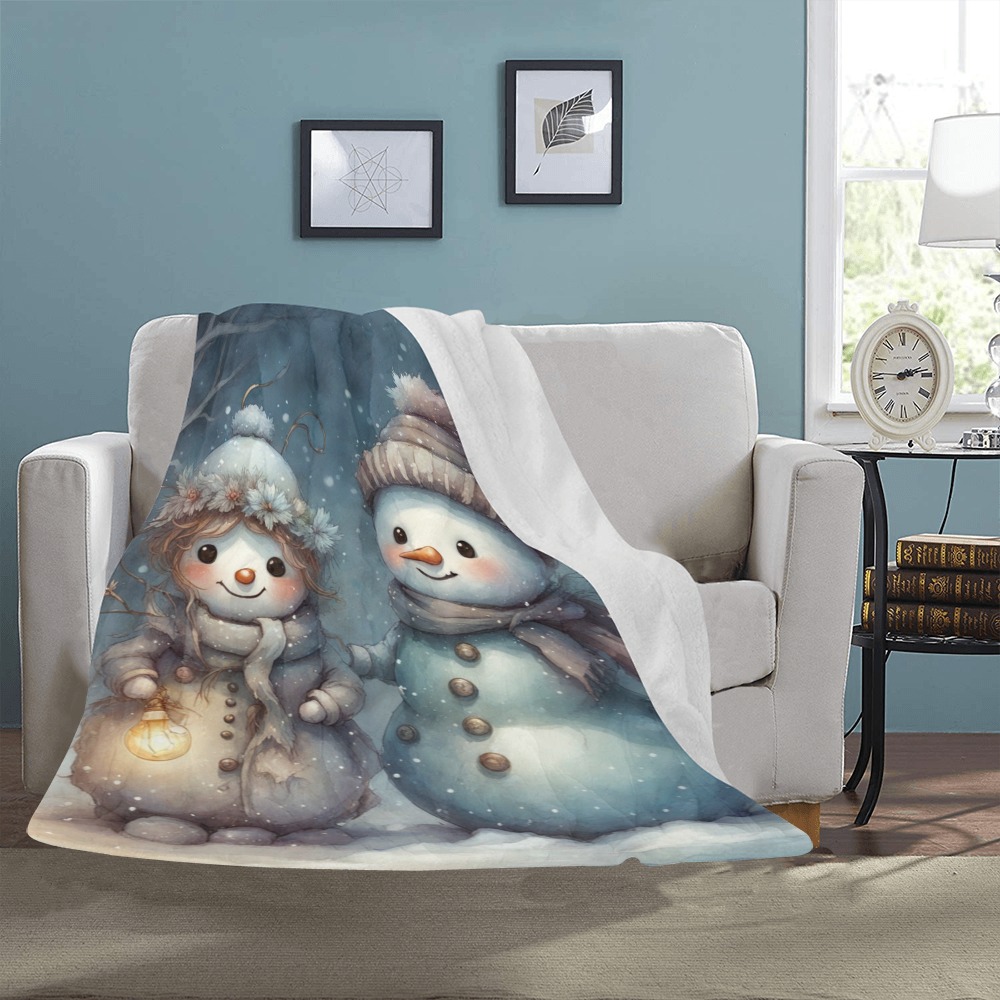 Snowman Couple Ultra-Soft Micro Fleece Blanket 43''x56''