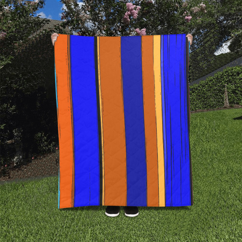 Abstract Blue And Orange 930 Quilt 40"x50"