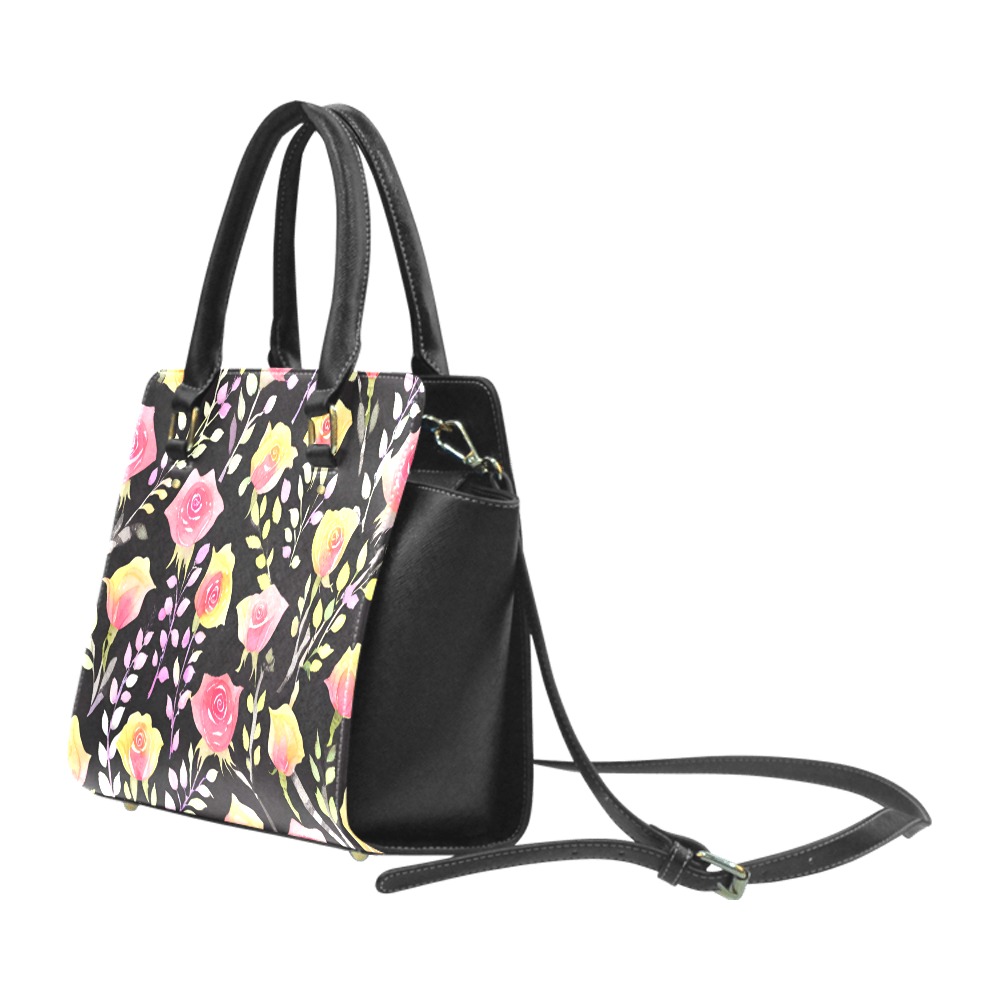 Midnight Garden Florals Classic Shoulder Handbag (Model 1653)