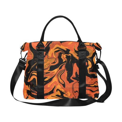 orange and black Large Capacity Duffle Bag (Model 1715)