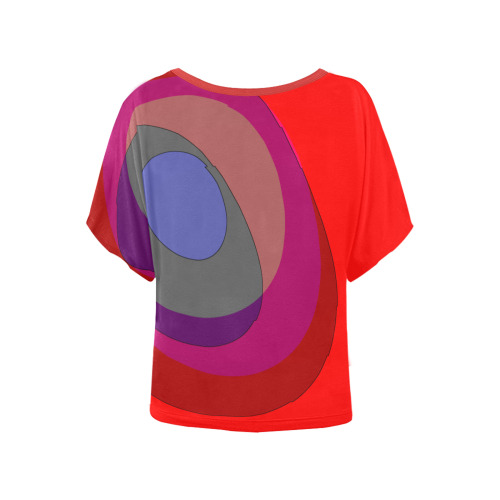 Red Abstract 714 Women's Batwing-Sleeved Blouse T shirt (Model T44)