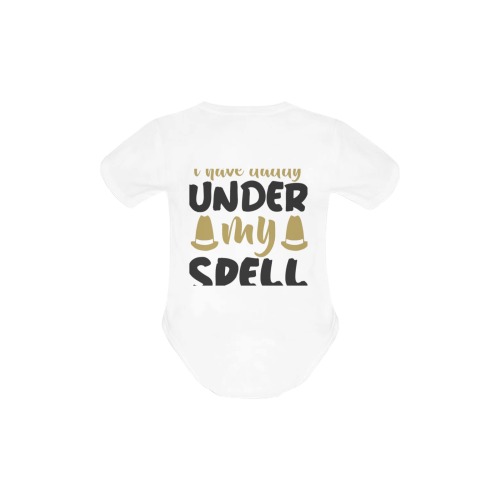 I HAVE DADDY UNDER MY SPELL (White) Baby Powder Organic Short Sleeve One Piece (Model T28)